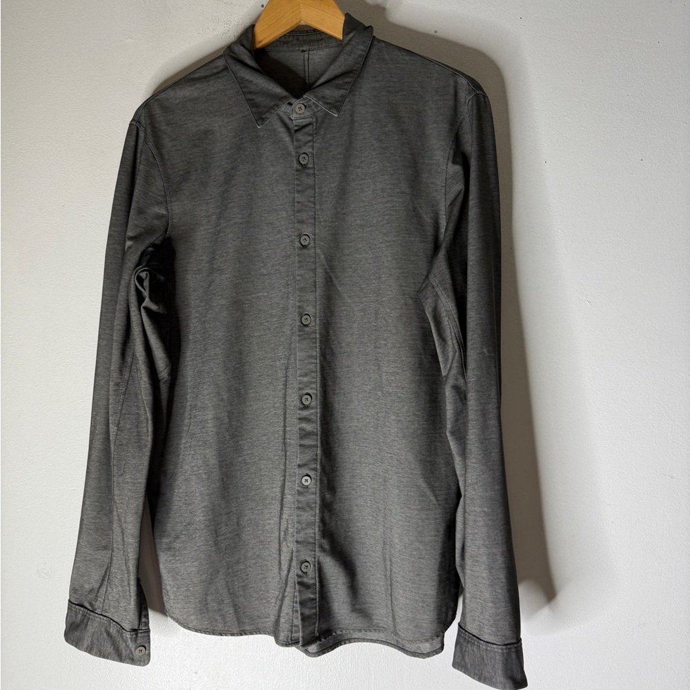 Men’s Lululemon Gray Long‎ Sleeve Collared Athletic Polo Shirt Size L/XL